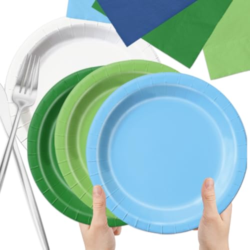 Image of CMUSKO Golf Party Decorations - 60Pcs Blue Green Plates & Napkins Set Hole in One Golf Themed Tableware for Birthday,Baby Shower (Pack of 3)