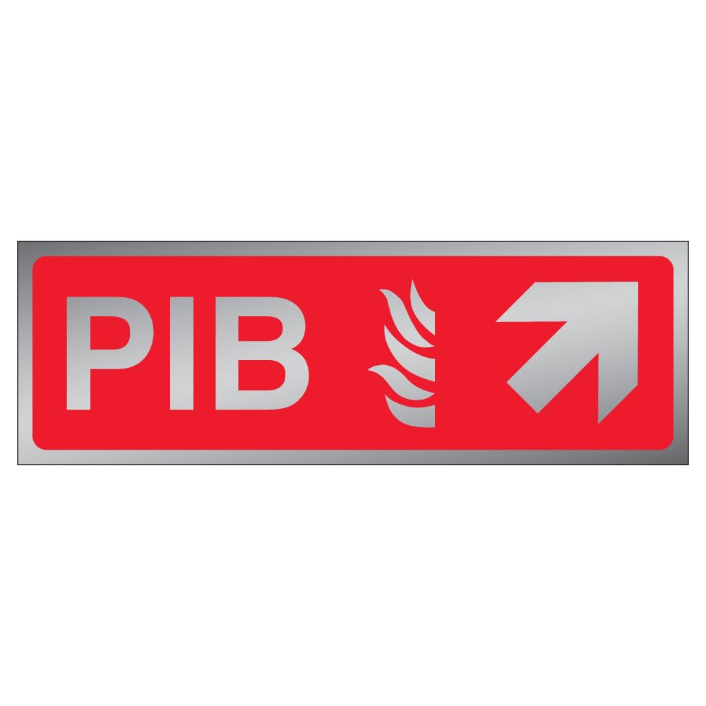 V Safety PIB Arrow Up/Right 450 x 150 mm - 3mm Brushed Aluminium Composite Premises Infomation Box Safety Sign