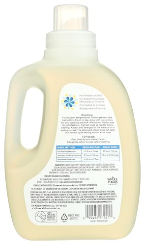 Image of 365 by Whole Foods Market, Sport Laundry Detergent, Fresh Scent, 33 HE Loads, 50 Fl Oz (Pack of 1)