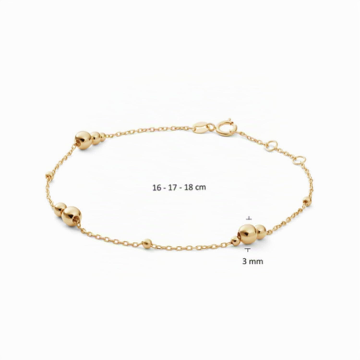 JACKIE GOLD Schmuck Damen | 14 Karat / 585 Echt Gold Armband | Lion’s Head Bracelet JKB26.614 | 16 – 17 – 18 cm Länge verstellbar | Armkette mit Kugeln