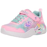 Skechers Unisex Kids Girls Trainers, Pink Sparkle Mesh Turquoise Trim, 10.5 UK