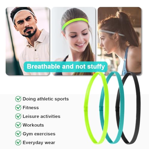 Image of Proberos 6 PCs Sport Headbands, Slim Sweatbands for Men Women, Stretchy Non-Slip Design, Fashion Headbands for Gym Yoga Fitness Running Yoga, 6 Color