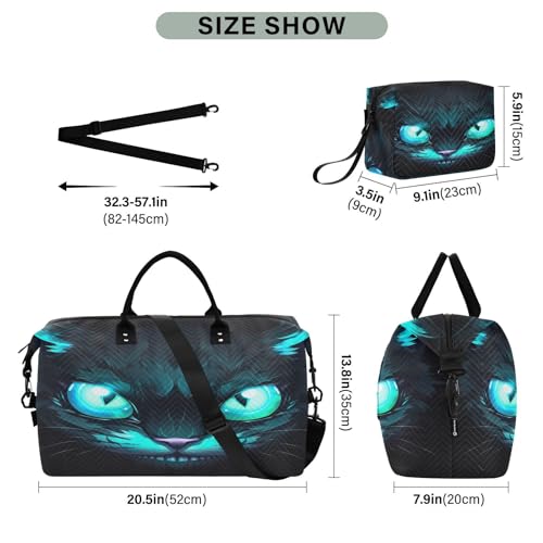 Kigai Wild Cat Blue Eyes Duffle Bag Versatile Travel Duffel for Men and Women, Carry On for Weekend or Overnight Stay3