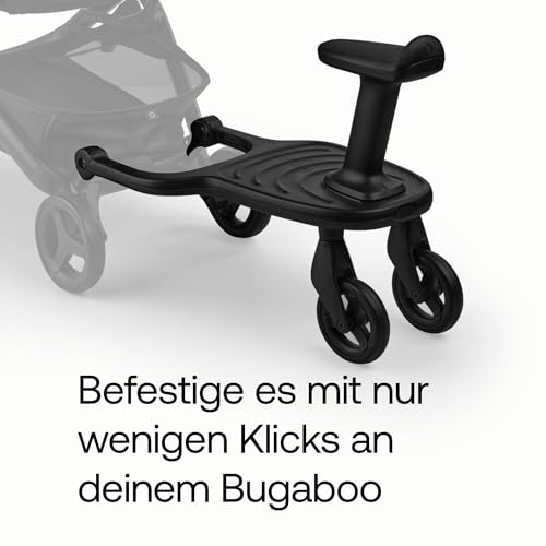 Bugaboo Komfort-Mitfahrbrett+ mit abnehmbarem Sitz – Mitfahrbrett für Kleinkinder, mit Sitz- oder Stehmöglichkeit, kompatibel mit Bugaboo Kinderwagen, zwei Räder für besonders sanfte Fahrten