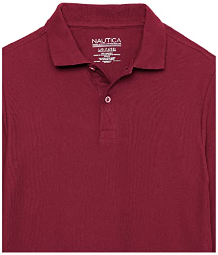 Image of Nautica Boys' School Uniform Long Sleeve Polo Shirt, Button Closure, Comfortable, Breathable Fabric