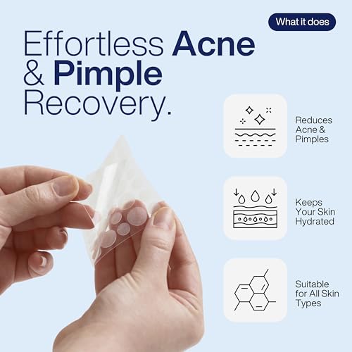 Image of Acne Recovery Patch for Face | Pack of 72 Hydrocolloid Waterproof Pimple Patches | Reduces Acne, Pimples & Excess Oil Overnight | Invisible Blemish Spot Treatment