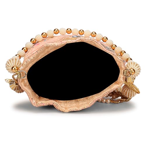 Image of LONGING TO BUY Indian Embroidered Pearl Potli Bag For Women, Sequence Design with Tassel, Wedding Potli Bags