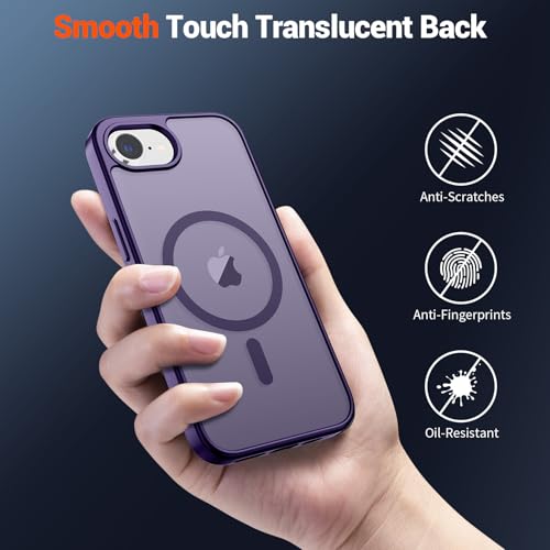 Image of SUPFINE Magnetic for iPhone 17e Case /iPhone 16e Case 2025 (Compatible with MagSafe)(Military Grade Drop Protection) Slim Translucent Matte Shockproof with Anti-Fingerprint Phone Case,Dark Purple
