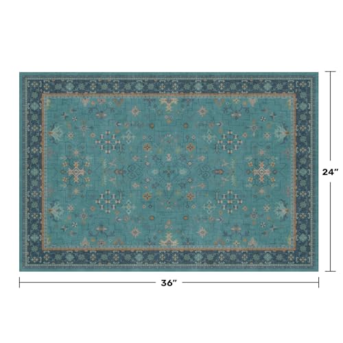Image of 2x3 Washable Teal Rug for Entryway Indoor, Kitchen Floor Waterproof, Bathroom, Powder Room, Non Slip Low Pile Stain & Fade Resistant, Modern Turquoise Aqua Decor