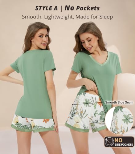 Image of WiWi Viscose from Bamboo Pajamas Set for Women Super Soft Short Sleeve Cooling Summer Plus Size Pjs Sets Sleepwear S-4X