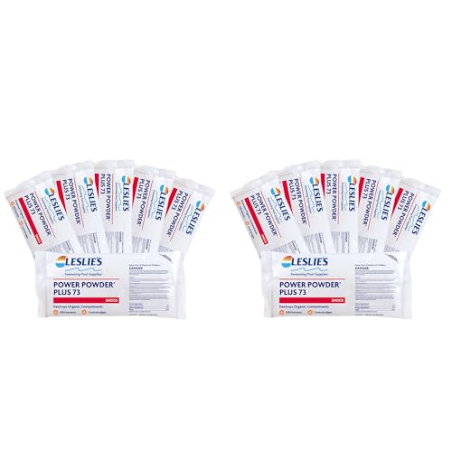Leslie's Power Powder Plus 73-73% Calcium Hypochlorite Pool Shock, Fast-Dissolving Chlorine Granules, Eliminates Bacteria & Algae - Low Residue, Non-Stabilized, 70% Available Chlorine - 12 x 1 Pound