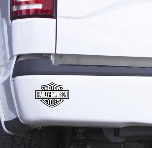 Motorcycle bar and Shield Design Sticker Vinyl Decal #2 Piece Moto HD Club 3.5"x4.5" (Black/White)