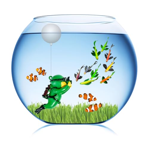 Image of Floating Aquarium Decorations - Diver Fish Tank Floating Decor, Adjustable Floating Fish Tank Accessories for Betta Fish, Cute Aquarium Ornament (Diver Green)
