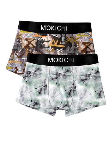 Image of Men's Printed Trunks, Pack of 2 | Abstract Geometric Design | Stretchable Elastic Waistband | Comfortable Regular Fit Underwear