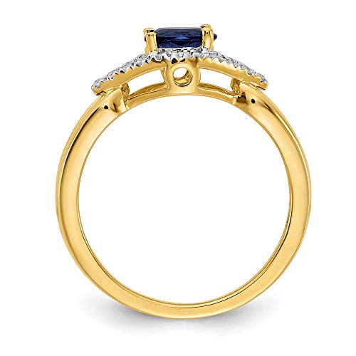 14k Yellow Gold Diamond and Sapphire Ring, Size 54 – Image 3