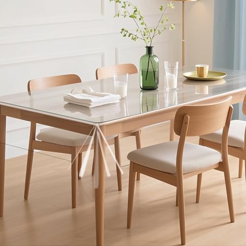 LIHIQIYA Tovaglia PVC Trasparente 140x260 cm 0,13 mm Spessore Pellicola Trasparente per Tavolo Tovaglia Plastificata Protettiva Oleorepellente Lavabile per Scrivania Sala da Pranzo Campeggio Feste