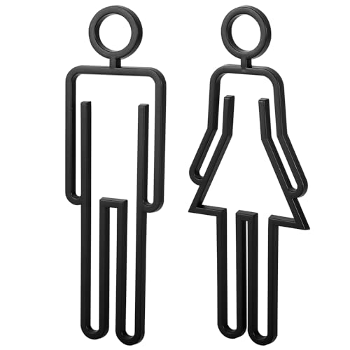 Teouuas 2 Piezas Señal de Inodoro, Símbolo Acrílico para Inodoro, WC Señalización, Cartel para Puerta de Baño, Toilet Sign WC Sign Autoadhesiva 15cm para Baño, Hotel y Restaurante