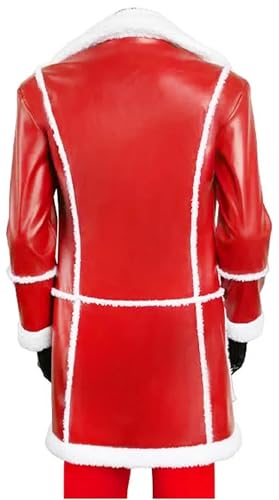 Men's Santa Claus Red PU Leather Coat Jacket2