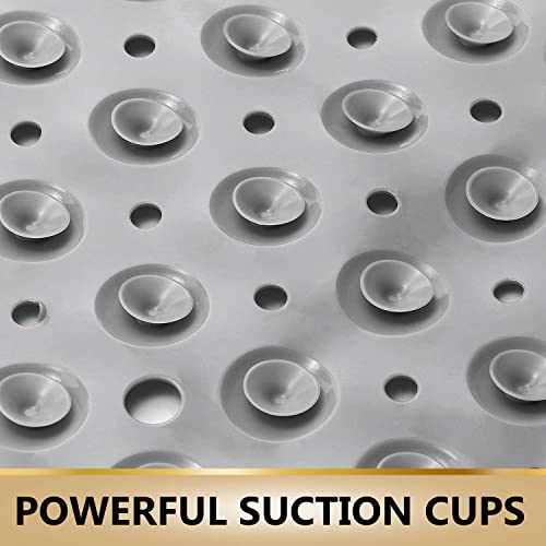 Image of TurtleGrip Anti-Skid Bath Mat, 88x58 cm Soft-Pebble (Grey), Anti-Slip Extra Large Bathtub Mat with Suction Cups, Machine Washable Bathroom Mats with Drain Holes|