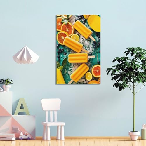 Poster fruits et sucettes orange 60x90cm pour déco de chambre
