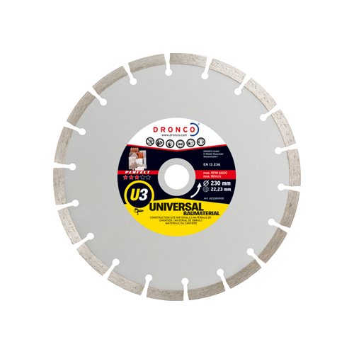 Dronco U3-180 Discos de Diamante, U3, Universal Obra, Antes St, 180 Mm Diámetro, 2.4 Mm Espesor, Diámetro Eje 22.23 Mm