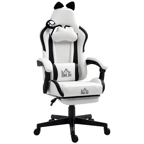 Sillas Gaming Reposapies Blanca Marca HOMCOM