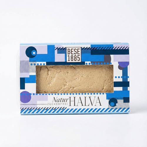 Halva de Sésamo Sin Azúcar con Extracto de Dátil 227g – Dulce Turco Natural con 60% Tahini – Sin Gluten, Sin Glucosa y Sin Aceite de Palma – [Sabor: Natural/Cacao/Pistacho] (Natural (Sin Azúcar))