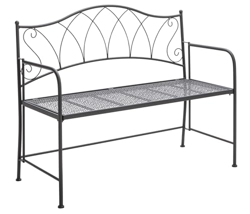 Dehner Klappbank Luca, 2-Sitzer, ca. 115 x 52 x 95.5 cm, Metall, pulverbeschichtet, dunkelgrau