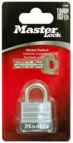 Image of Master Lock 105D Wide Warded Padlock, 1-1 /8-inch, Steel,Silver (Pack of 2)