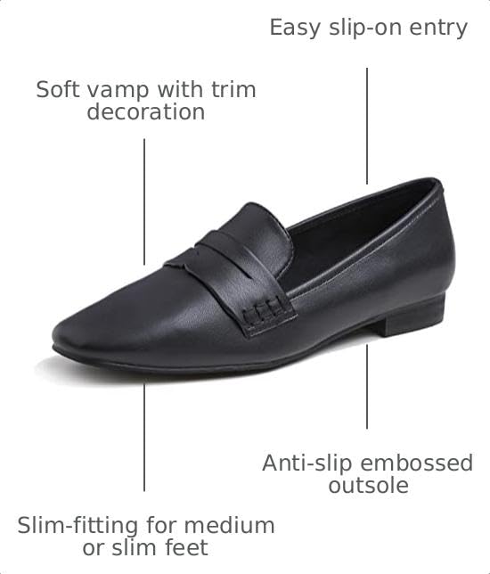 Image of FEVERSOLE Women's Fashion Dress Comfort Low Heel Office Penny Loafer Flats