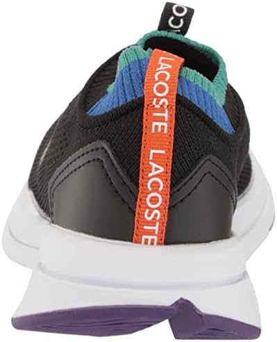 Lacoste Kids Run Spin Knit Sneaker, BLK/BLU, 4 US Unisex Toddler | Image 2