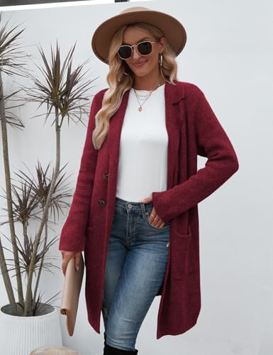 Image of CiCiBird Women Fall Long Cardigan Sweater Trendy Knit Jacket Coat Dressy Blazer Coatigan
