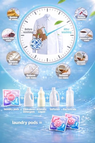 Image of 5-in-1 Magic Laundry Detergent Pods Pro | Tough Stain Remover for Top & Front Load Washing Machines | Floral Fresh Fragrance | Eco-Friendly Dissolvable Pods | 1 Pod = 1 Wash (5-7kg Load) (PACK OF 50)