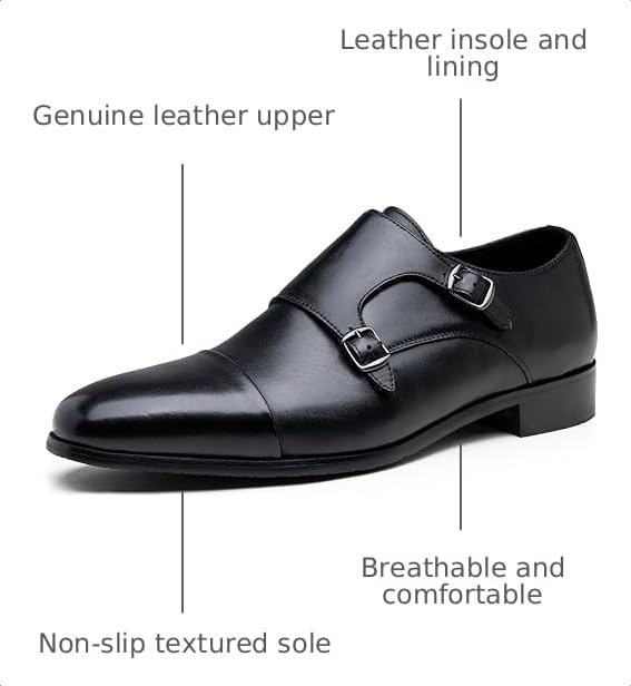 Image of Jousen Dress Shoes for Men Monk Strap Loafers for Men