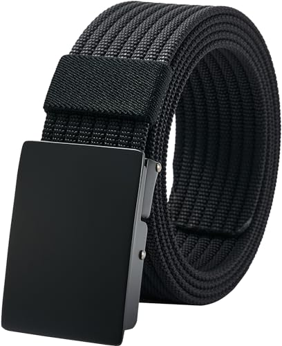 Image of LionVII Men Nylon Web Belts - Metal Buckle, Fully Adjustable Belt Strap for Work, Easy Trim to Fit 27- 46 inch Waist