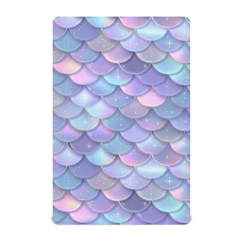 Image of Sea Mermaid Scales Crib Sheets Soft Breathable Fitted Baby Crib Sheets Mattress Cover for Girls Boys, 52 inch x 28 inch x 9 inch