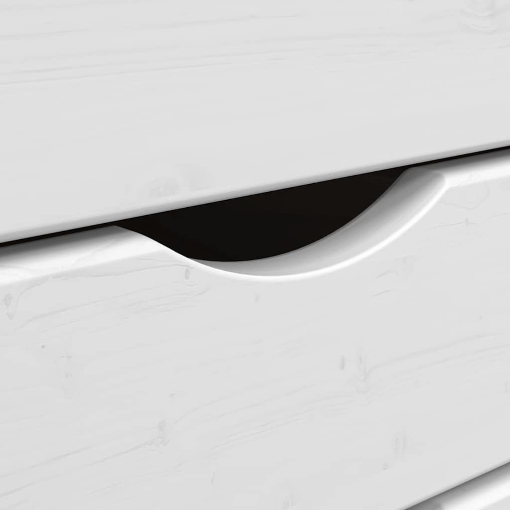 Moss - Armadio a rotelle con scrivania in legno di pino massiccio, segretario con 7 cassetti, tavolo pieghevole per ufficio e soggiorno, colore: marrone miele e bianco, 105,5 x 39 x 74,5 cm