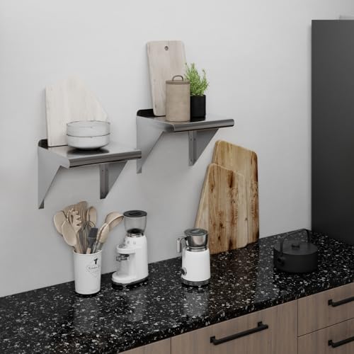 Image of AmGood 12 in. x 12 in. Stainless Steel Wall Shelf | NSF | Metal Shelving | Garage, Laundry, Storage, Utility Room | Restaurant, Commercial Kitchen