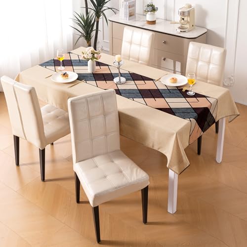 Image of HOKIPO Modern Grace Table Cloth for 4 Seater, 55x71 in, Earthy Matrix