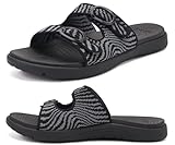 COFACE Womens Sandals Comfortable Orthopedic Orthotic Recovery Arch Support 2026 Ladies Plantar Fasciitis Relief Walking Vacations Outfits Cushioned Cloud Slip On Slides for Woman Black Size 8