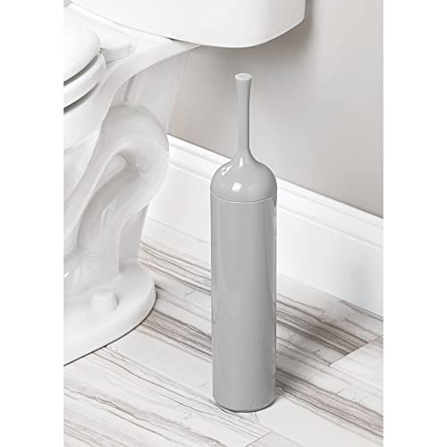 mDesign Modern Toilet Brush - Washroom Brush with Holder Toilet Scourer - Made of Plastic - 7.6 cm x 7.6 cm x 41.3 cm - Grey - Image 2