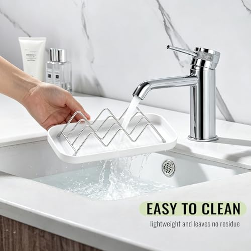 Image of Wavy Soap Dish for Shower，Stainless Steel Self Draining Shampoo Bar Holder with Drip Tray，Rustproof Quick Dry Organizer for Shampoo Bars Conditioner Bars & Bar Soap，Bathroom Kitchen Sink