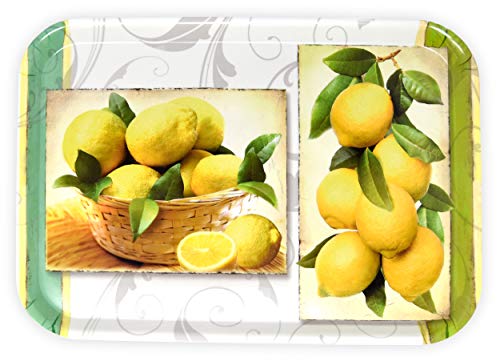 Lashuma Plateau rectangulaire mélaminé Plateau de Service de haute qualité Motif imprimé, Plastique, Citron., 38 x 26 cm Cover