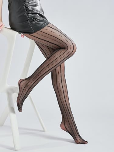 Image of Sahabowi Women Tights, Female Sheer High Waist Pantyhose, Vintage Control Top Stockings