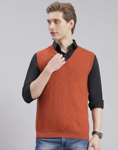 Image of Monte Carlo Off White Solid V Neck Sweater | Warm Woolen Pullover for Men | Soft Comfortable Knitted Winter Wear Sweater for Men's