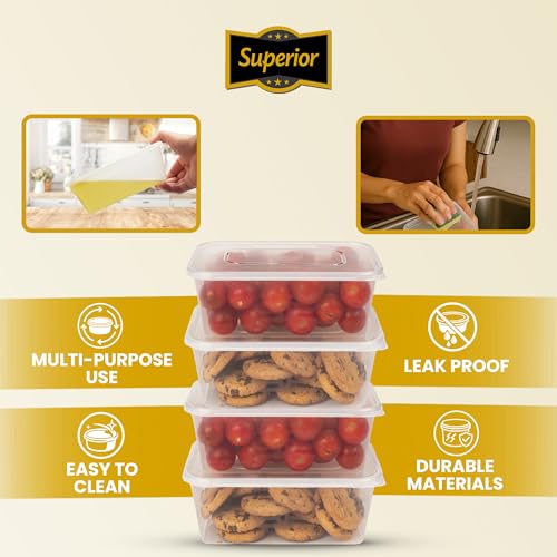 Image of Superior Takeaway Containers with Lids - 20 Pcs Durable 750ml Crack-Resistant Rectangular Food Containers with Lids -Microwave Safe Leak-Proof Takeaway Containers- Perfect for Meal Prep & Food Storage