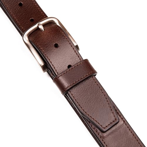 Image of Nautica Men's Casual Leather Belt | Everyday | Classic | Pants | Jeans | Khakis | Chinos | Metal Buckle