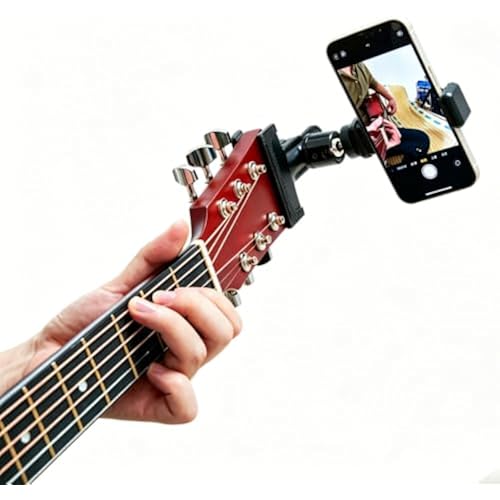 Guitar Head Phone Holder Mount for Live Broadcast Teaching Video Recording Android and iPhone Compatible Guitar/Electric Guitar/Bass/Ukulele
