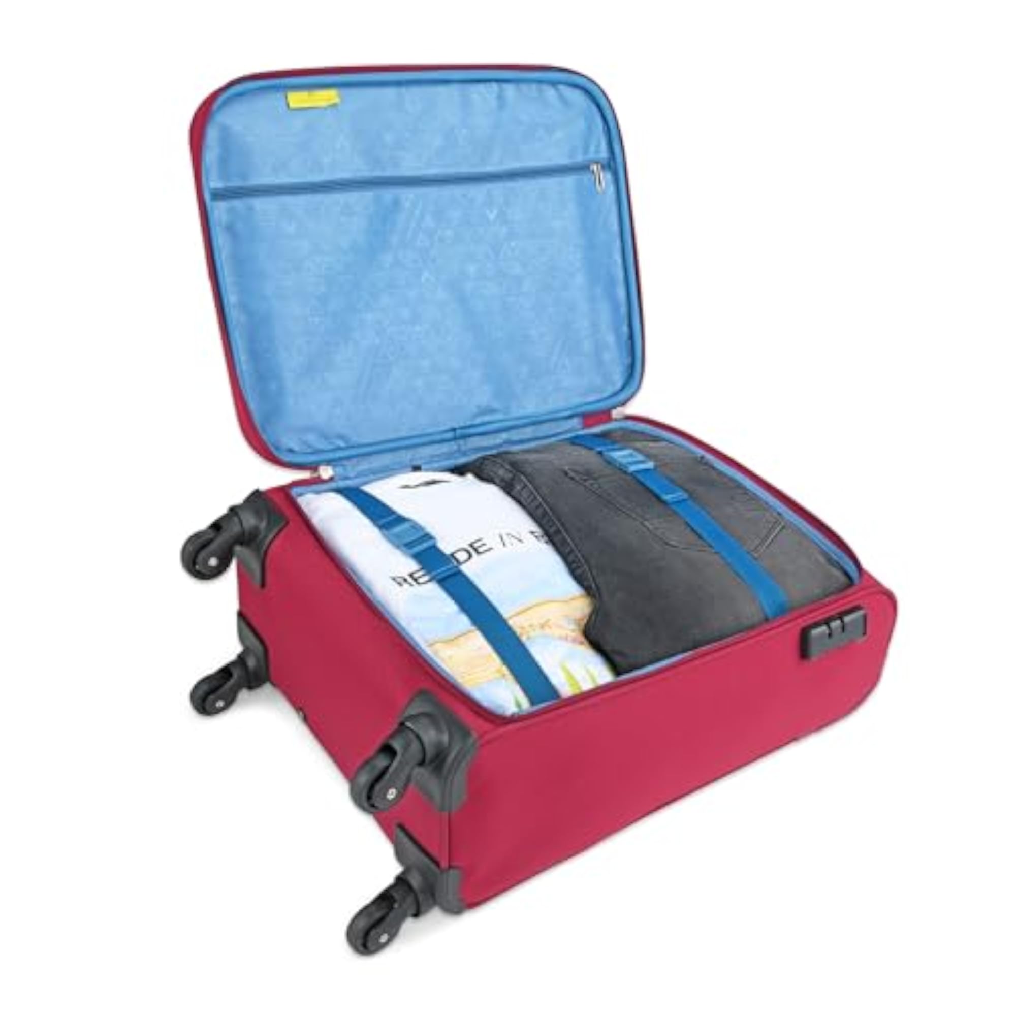 Polyester Dasher Hybrid Spinner Suitcase 4W STR 59 RED