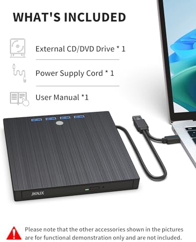 9 in 1 External CD DVD Drive, USB 3.0 and Type-C Disc Reader Burner Player — view 7